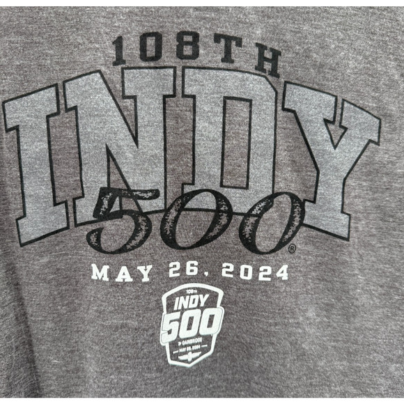 Indy 500 108th T Shirt Grey Womens V Neck Grey Charcoal Size Small New Blue84 - Picture 2 of 6